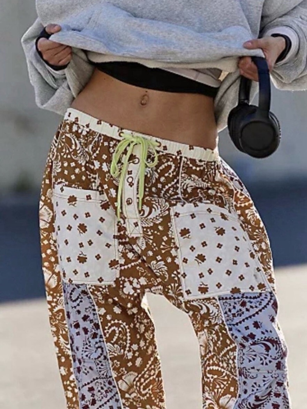 Free People FP Movement Well Played paisley and floral pants size L current